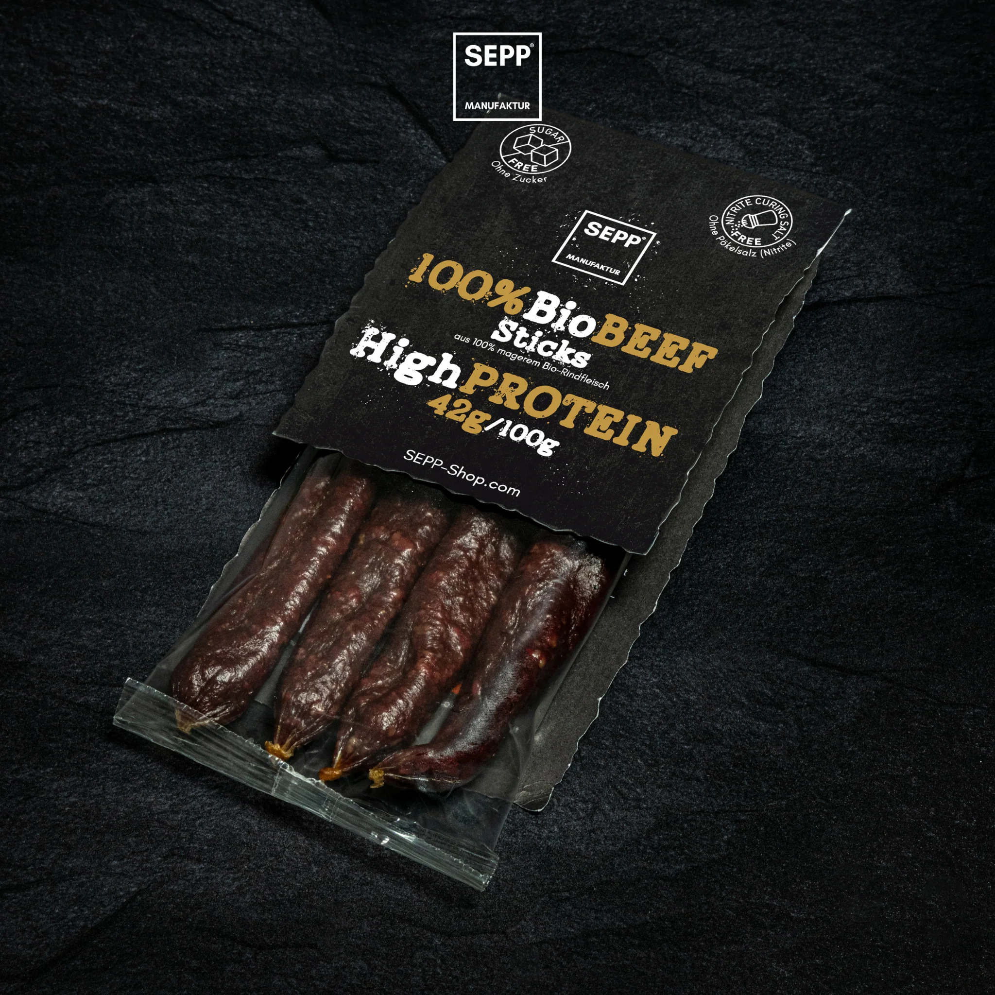 SEPP' Bio-BEEF-Sticks - High Protein, ohne Zucker, ohne Pökelsalz (4 Stk.) IT BIO 013 - Image 4
