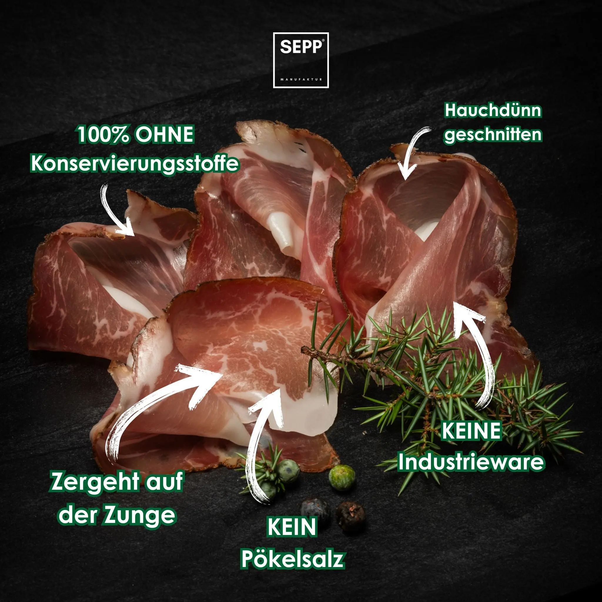SEPP' Südtiroler Speck g.g.A. - 'Fein geschnitten' ohne Pökelsalz - Image 2