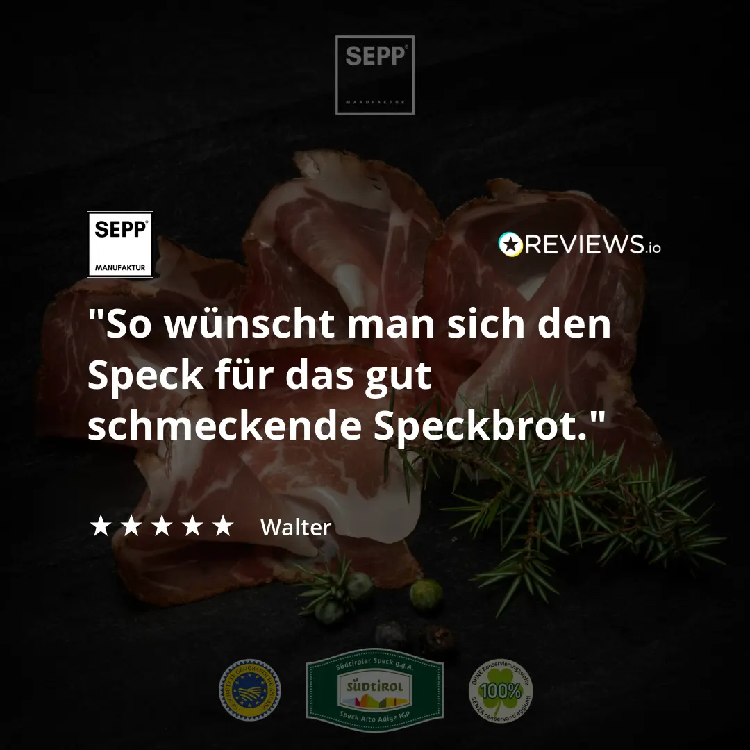 SEPP' Südtiroler Speck g.g.A. - 'Fein geschnitten' ohne Pökelsalz - Image 3